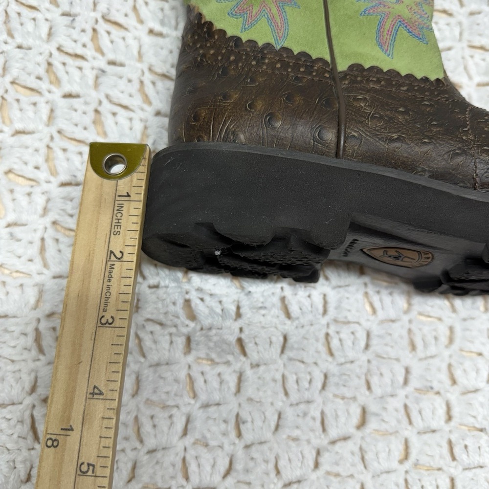 Ariat Fat Baby Western Boots Womens 7.5B Brown Green Pink Leather Style 10012821 - Picture 6 of 13